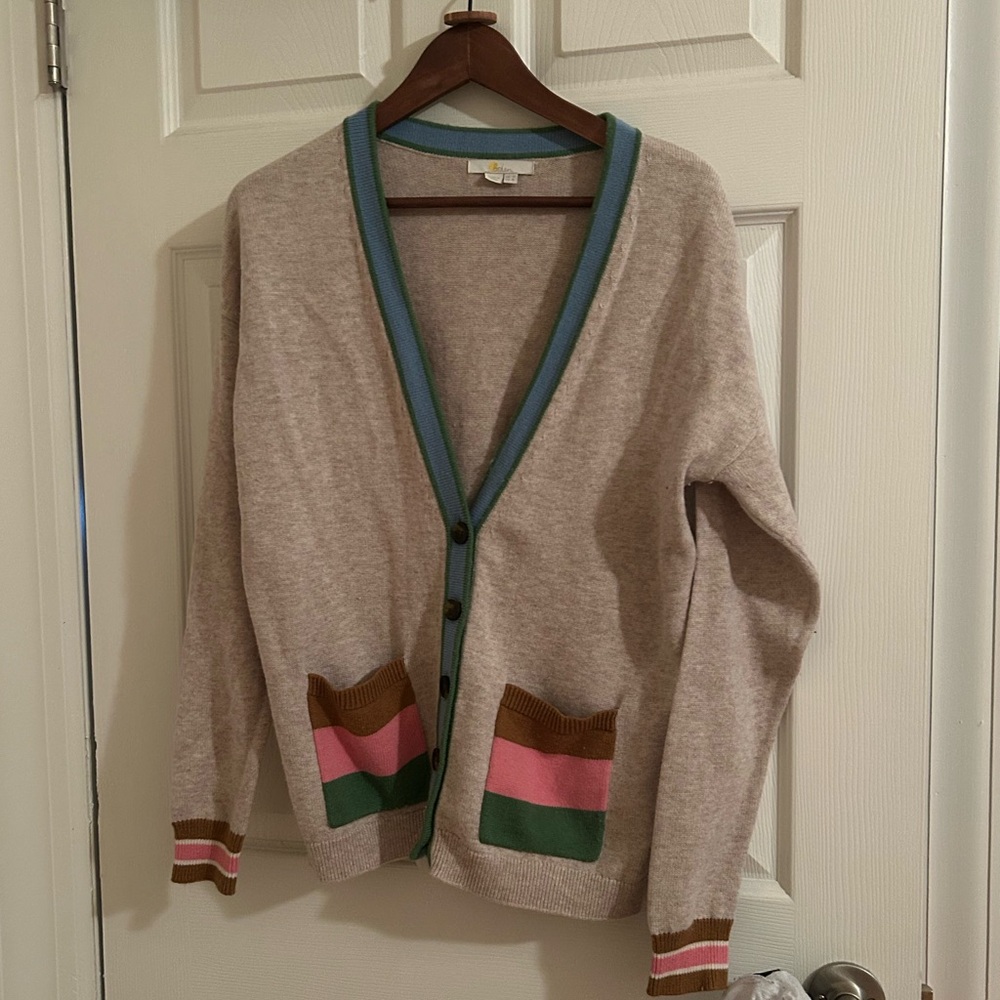 Boden Striped V Neck Cardigan